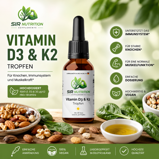 Vitamin D3 + K2 - 1.700 Tropfen (1.000 I.E.) - 50ml